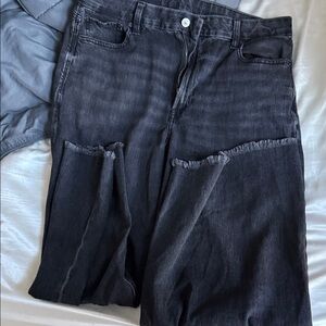 Aerie Black Distressed Joggers
